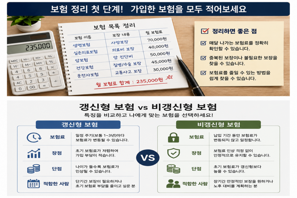 50대 60대 가입 보험 정리와 갱신형 비갱신형 보험 비교